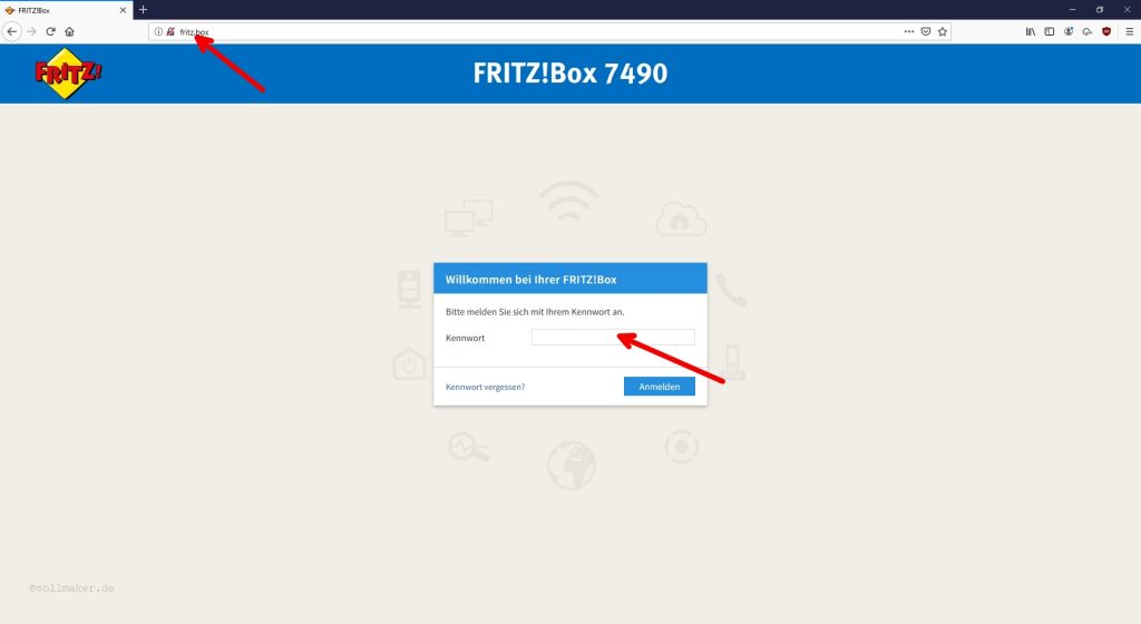 Fritzbox Anmeldefenster