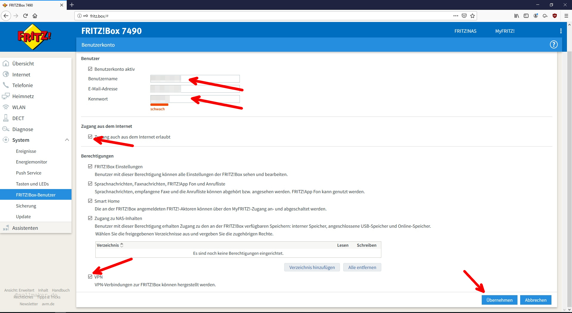 VPN Tunnel zur Fritzbox einrichten sollmaker