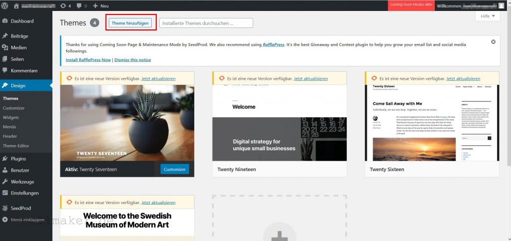 Wordpress Theme installieren